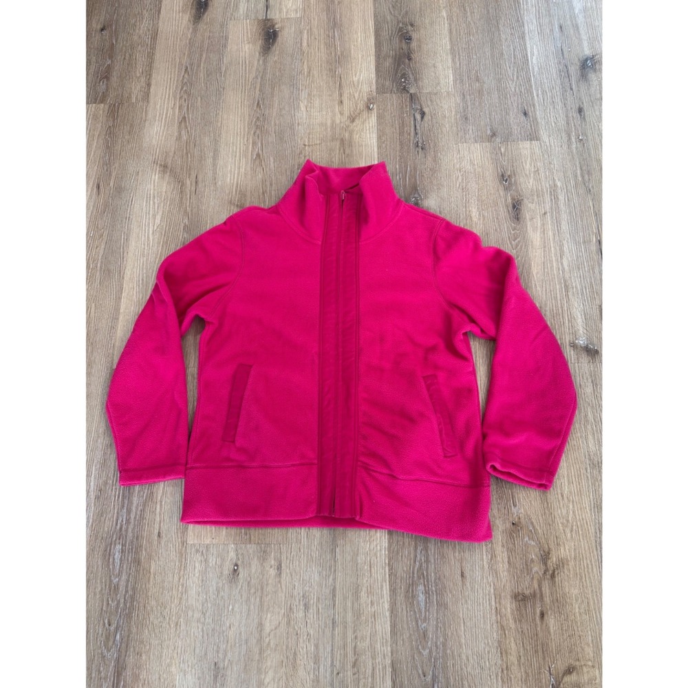 Coldwater Creek Gorpcore Full Zip Fleece Jacket Women L Pink Mock Neck Soft Warm